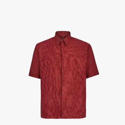  FENDI芬迪 22年秋冬 男士 短袖襯衫 紅色棉質(zhì)襯衫 FS079_KEBF01VC