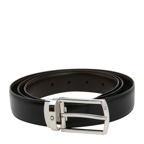 MontBlanc/萬寶龍 男士經(jīng)典黑色卡扣腰帶皮帶 123889