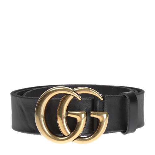 GUCCI/古馳 女士黑色牛皮雙G圖案時(shí)尚休閑皮帶腰帶 409416-CVE0T-1000