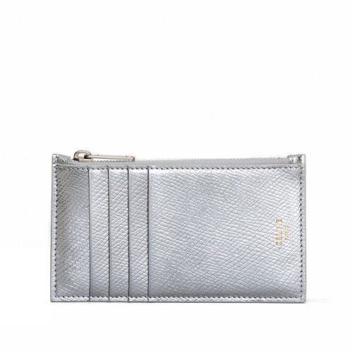 CELINE/賽琳 STRAP 經(jīng)典款 銀色層壓粒面小牛皮 緊湊型小卡片夾 10B683BFQ.36AG