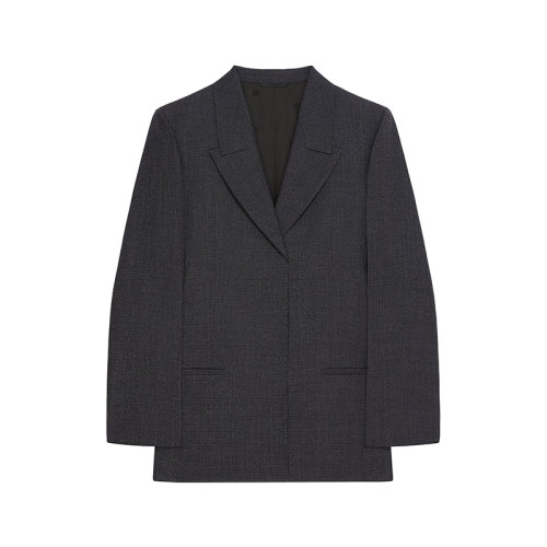Givenchy/紀(jì)梵希 22年秋冬新款 女士麻灰色純羊毛挺括收腰西裝外套BW30EW14HW-067