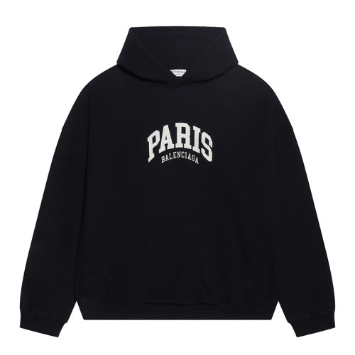 Balenciaga/巴黎世家 22年早春新款 CITES城市系列 男女同款黑色純棉廓形連帽衛(wèi)675003TLVL81070