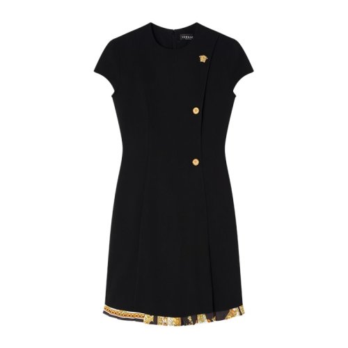  VERSACE/范思哲 女士黑色粘膠纖維連衣裙裙子 1001356 1A01229 1B000 PLFSX