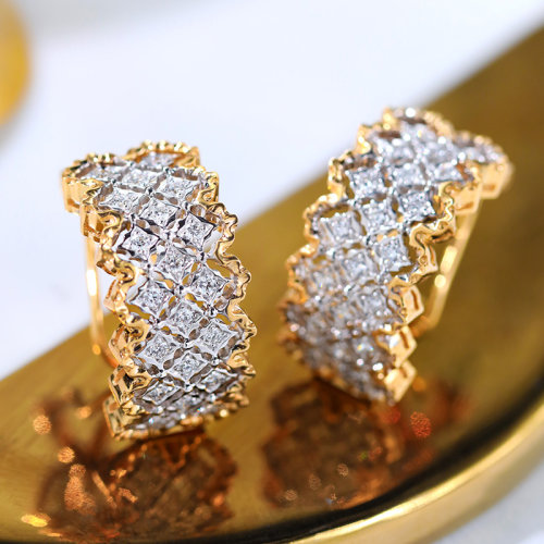 ZHUGONG/珠宮【新品】18K金鑲嵌鉆石布契拉提風(fēng)格耳環(huán)