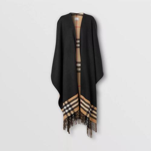  BURBERRY 22年秋冬 女士 格紋內(nèi)襯羊絨美利奴羊毛混紡斗篷 80374231 預(yù)定商品1-3周發(fā)貨