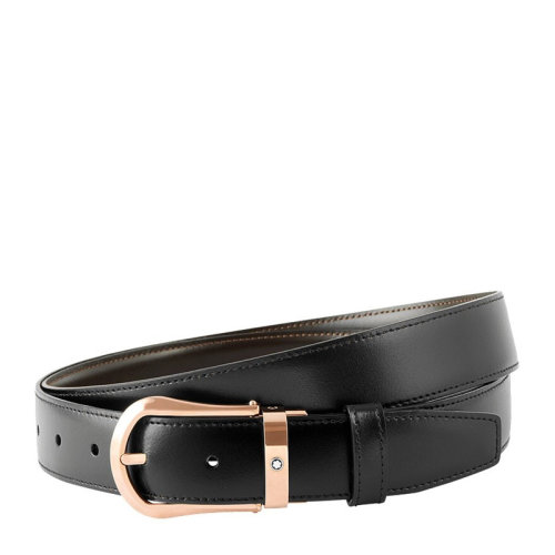 MontBlanc/萬寶龍 男士經(jīng)典時(shí)尚黑色針扣式牛皮腰帶皮帶 118426