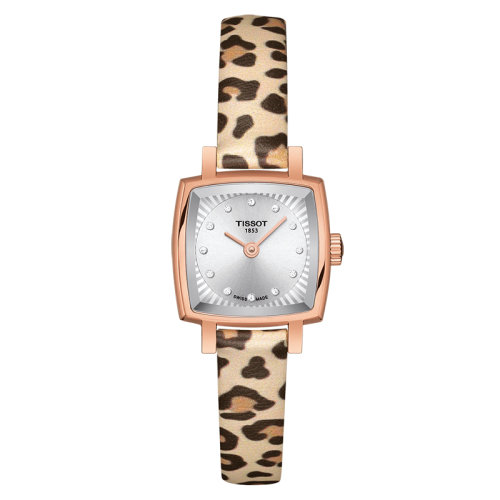 TISSOT/天梭 樂愛系列 女士銀色表盤石英機(jī)芯灰色精鋼表殼豹紋合成材料表帶腕表20毫米T058.109.37.036.00