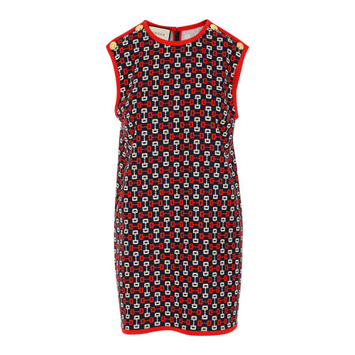 GUCCI/古馳  古琦女裝   百搭 女士混色時(shí)尚無(wú)袖圓領(lǐng)連衣裙 609515 ZADJ3 4558