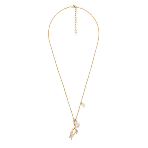 DIOR/迪奧 22新款 男士金色黃銅配白色淡水珍珠白色水晶珊瑚形狀吊墜項(xiàng)鏈N1909HOMGM_D908