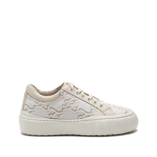 FENDI/芬迪 女士織物配皮FORCE系帶休閑運(yùn)動(dòng)鞋F(xiàn)F圖案 8E8214 AGEK