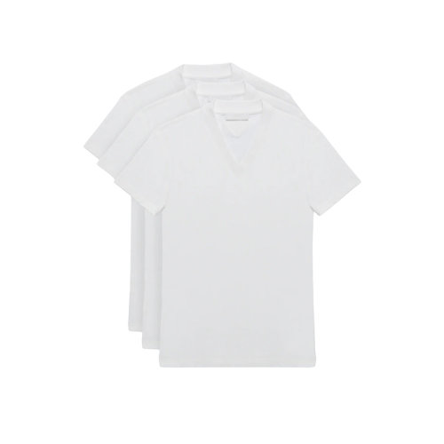 PRADA/普拉達 22年春夏新款 男士白色純棉三角徽標短袖T恤三件套UJM493_ILK_F0009_S_181