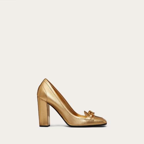  VALENTINO華倫天奴 22年秋冬 女士 高跟鞋 ESCARPINS VLOGO CHAIN EN NAPPA MéTALLISé. TALO