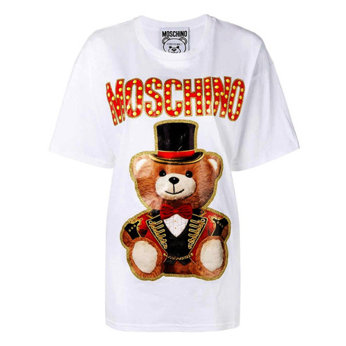 MOSCHINO/莫斯奇諾  女裝 時尚百搭 女士雜技團泰迪熊棉質(zhì)短袖T恤 V07025403001 HKY012345C