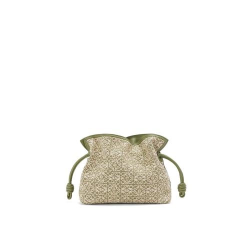  LOEWE羅意威 22年秋冬 女士 手提包 Mini Flamenco clutch in Anagram jacquard and calfskin