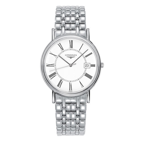 LONGINES/浪琴 時尚系列 石英表白色表盤鋼鏈男表38.5毫米L4.790.4.11.6