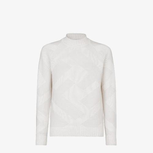  FENDI芬迪 22年秋冬 男士 針織衫 白色羊絨套頭衫 FZY496AH2YF0U69