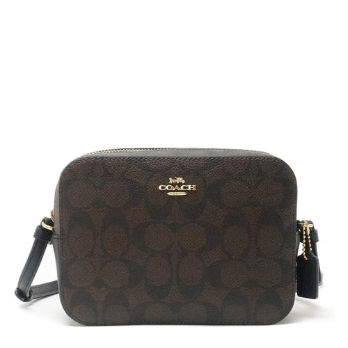 COACH/蔻馳 女士拼色PVC配皮經(jīng)典雙C字母徽標(biāo)印花裝飾拉鏈開合單肩包斜挎包相機(jī)包小方包女包 F91677 多色可選