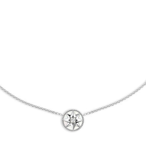 DIOR/迪奧  明星同款ROSE DES VENTS 八芒星鑲嵌鉆石珍珠母貝白金項(xiàng)鏈 JRDV95023_0000