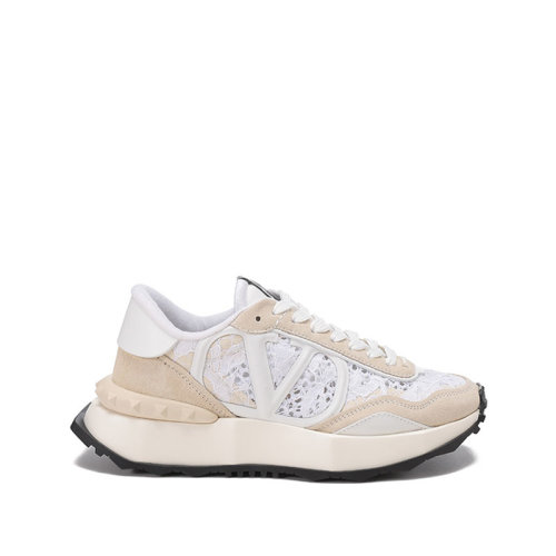 Valentino/華倫天奴【22春夏新款】女士織物配皮Lacerunner蕾絲網(wǎng)眼系帶休閑運動鞋 XW2S0DY9 ZUX
