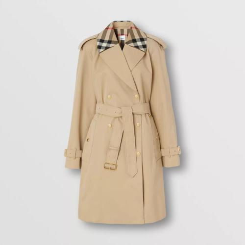  BURBERRY 22年秋冬 女士 滑鐵盧版型 - 格紋裝飾棉質(zhì)嘎巴甸 Trench 風(fēng)衣 80582311