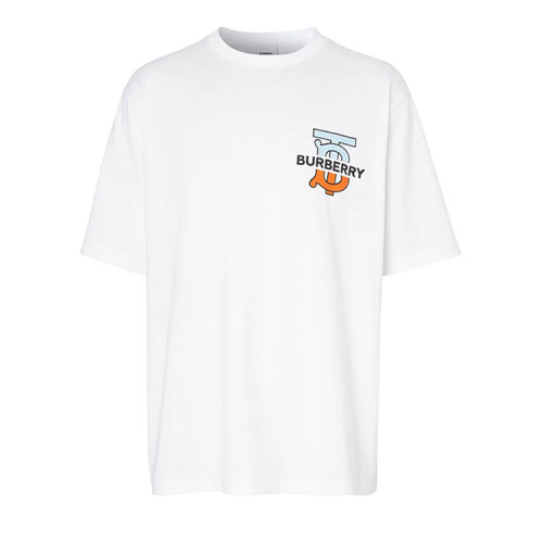 BURBERRY/博柏利 男士白色印花圖案圓領(lǐng)短袖T恤 8032186WHIT (批次不同新舊版標(biāo)簽除機(jī)發(fā)放)