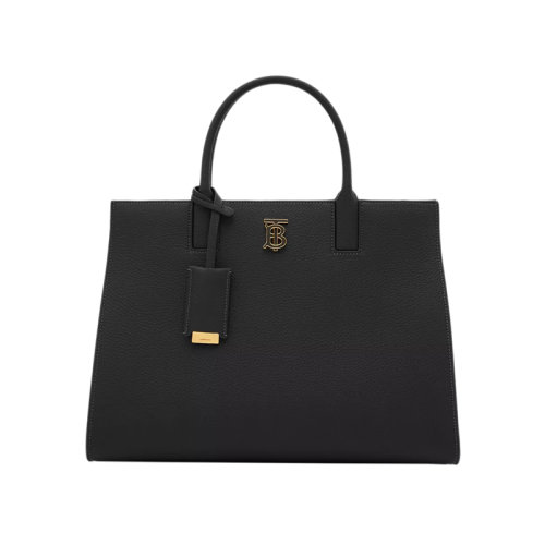 BURBERRY/博柏利 22新款 Frances系列 女士小號黑色粒面皮革拆卸吊飾皮革提手磁扣開合拆卸調(diào)節(jié)肩帶單肩斜挎手提包80609741