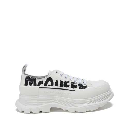 Alexander McQueen/亞歷山大麥昆【22春夏新款】男士織物系帶厚底休閑鞋涂鴉標(biāo)志 682421 W4RQ2