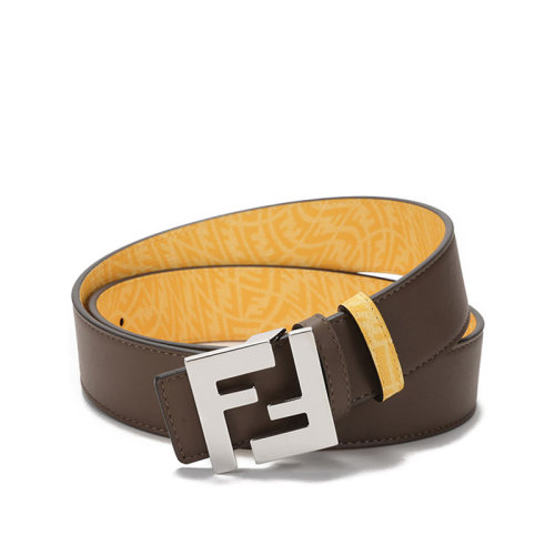 FENDI/芬迪 女士涂層面料配皮板扣式雙面皮帶腰帶 7C0424 AFSZ