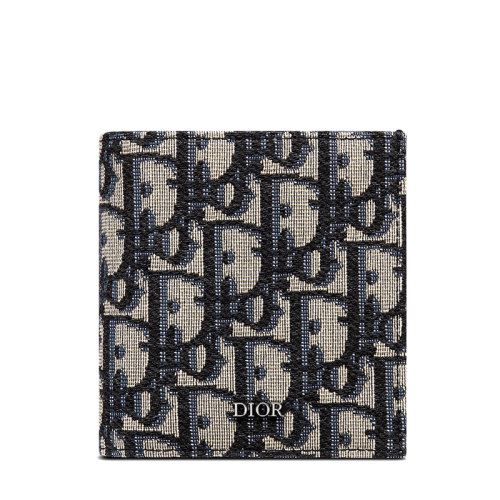 DIOR/迪奧 22春夏新款 男士經(jīng)典米色黑色老花提花面料雙折豎版錢包2ESBH072YSE_H05E
