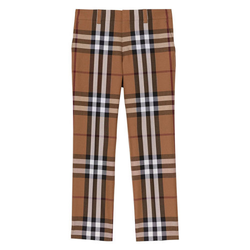BURBERRY/博柏利 巴寶莉 男褲 格紋 男士時(shí)尚百搭棕色羊毛西褲 45652171