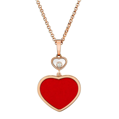 Chopard/蕭邦  女士經(jīng)典款快樂鉆石系列18K金紅色愛心項(xiàng)鏈 797482-5801