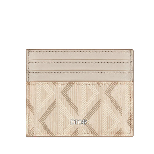 DIOR/迪奧 22新款 男士自然色CD Diamond圖案帆布光滑牛皮革卡包2ESCH135DCO_H110