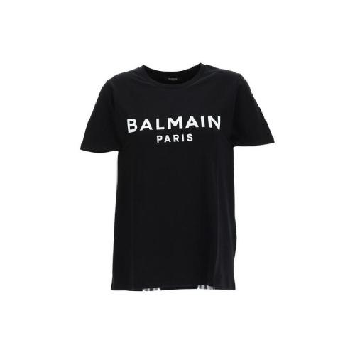  BALMAIN/寶曼 女士黑色棉質短袖T恤 XF1EF000 BB37 EAB PLFSX