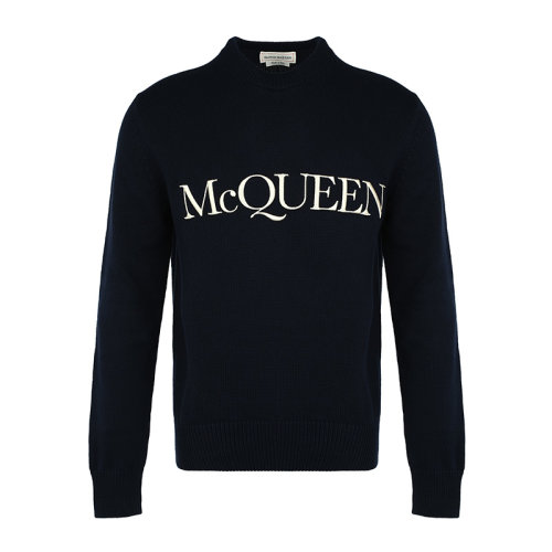 Alexander McQueen/亞歷山大麥昆21新品字母刺繡棉質(zhì)寬松男士針織衫/毛衣651184Q1XAY4
