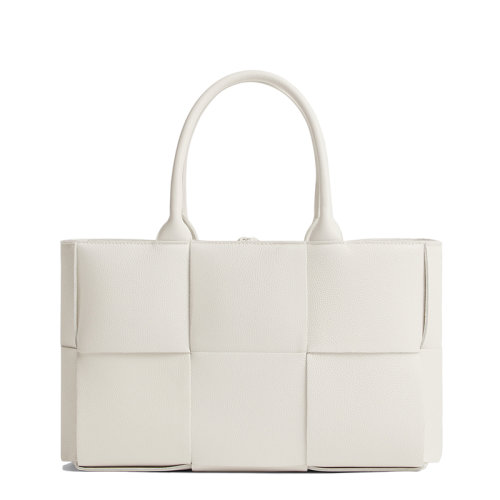 Bottega Veneta/葆蝶家 21新款A(yù)RCO系列 男女通用白色小牛皮Intreccio編織手提包652867VCP119009