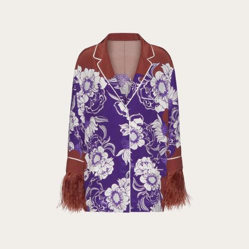  VALENTINO華倫天奴 22年秋冬 女士 睡衣 CHEMISE FACON PYJAMA EN CREPE DE CHINE IMPRIMé ST