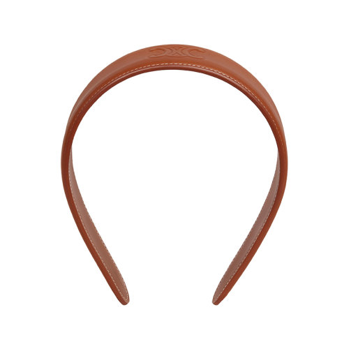 CELINE/賽琳 22新款 TRIOMPHE系列 女士黃褐色光滑小牛皮頭帶發(fā)箍460CY3CFS.03TN