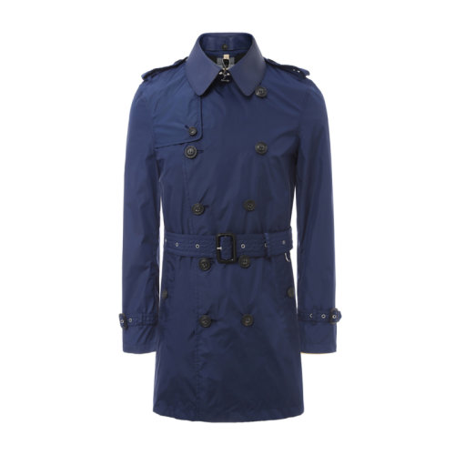 BURBERRY/博柏利藍色皮領降落傘面料男士風衣8005780   at