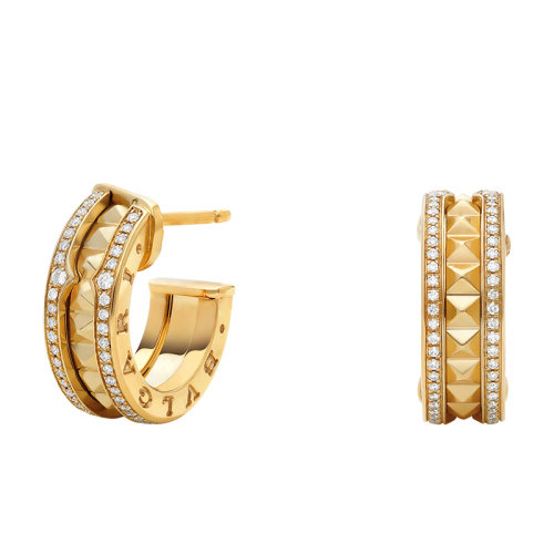 BVLGARI/寶格麗 B.ZERO1系列 金玫瑰金鉆石密釘鑲邊耳環(huán) 357918