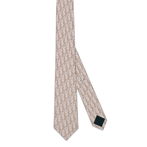 DIOR/迪奧 22年春夏新款 男士米色米白色和白色桑蠶絲老花Pixel印花領(lǐng)帶28C1047A0660_C187