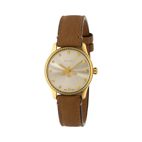 GUCCI/古馳 G-Timeless系列女士拉絲表盤黃金PVD表殼腕表 29毫米 632120I86A09730