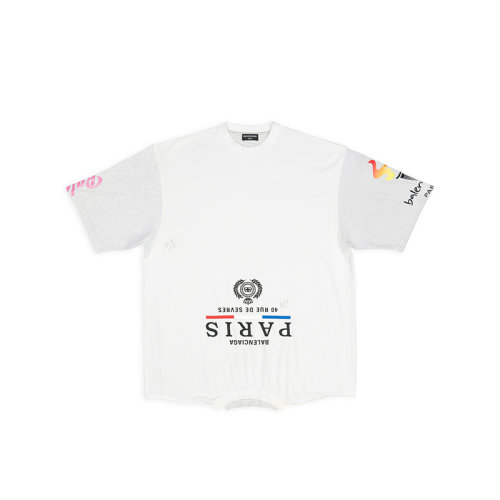 Balenciaga/巴黎世家 22年秋冬新款 女士白色純棉倒轉(zhuǎn)圖案印花Oversized T恤698811TMVC90900