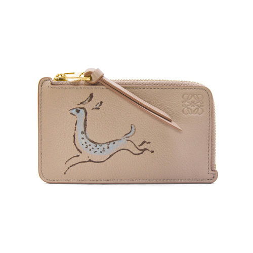 LOEWE/羅意威 23春夏新款 女士沙色小牛皮小鹿圖案拉鏈開合卡包C643Z40X31-2150