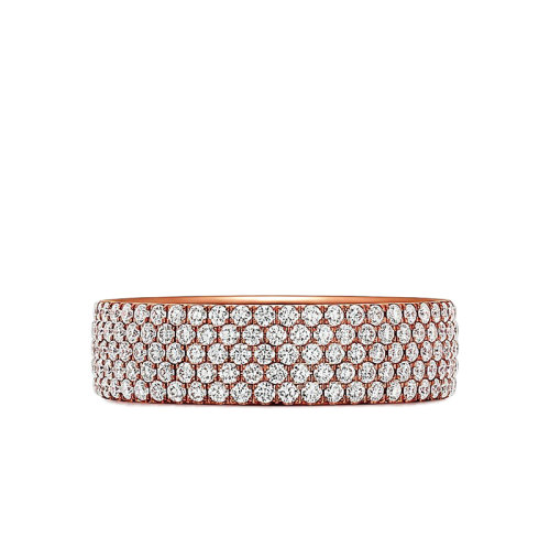 Tiffany & Co./蒂芙尼 Metro系列 18K金玫瑰金鑲嵌五行鉆石戒指婚戒GRP11827