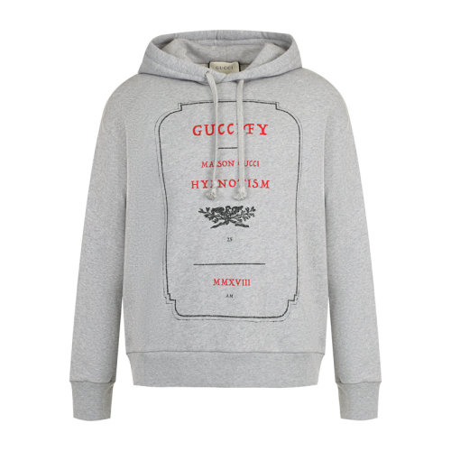 GUCCI/古馳 Hypnotism系列男士灰色棉質(zhì)字母徽標(biāo)印花連帽衛(wèi)衣上衣套頭衫 475374-X3N44-1672