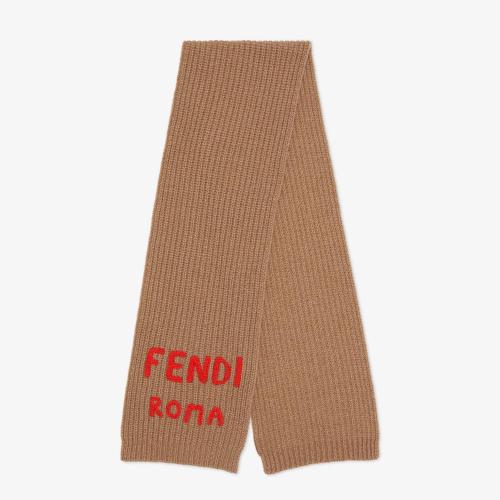  FENDI芬迪 22年春夏 女士 圍巾 米色羊毛圍巾 FXT352AIX0F0UBY