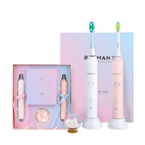ROAMAN/羅曼 聲波電動牙刷情侶套裝禮盒無線感應(yīng)式充電防水聲波牙刷L11三大潔齒模式兩只裝