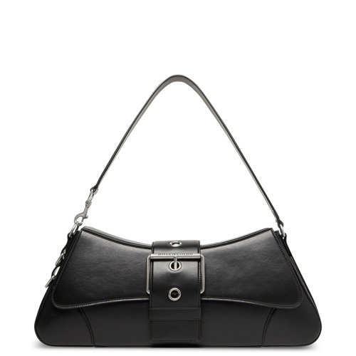 Balenciaga/巴黎世家 22新款 女士大號黑色小牛皮LINDSAY飾銀色配件翻蓋單肩手提包701143210B41000