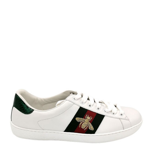 GUCCI /古馳  Ace系列 蜜蜂刺繡拼色平底休閑小白鞋429446 A38G0 9064