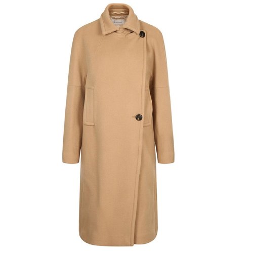 SPORTMAX 卡其色斜門襟 玳瑁色兩?？叟看笠?20160283600 10762 VELETTA001